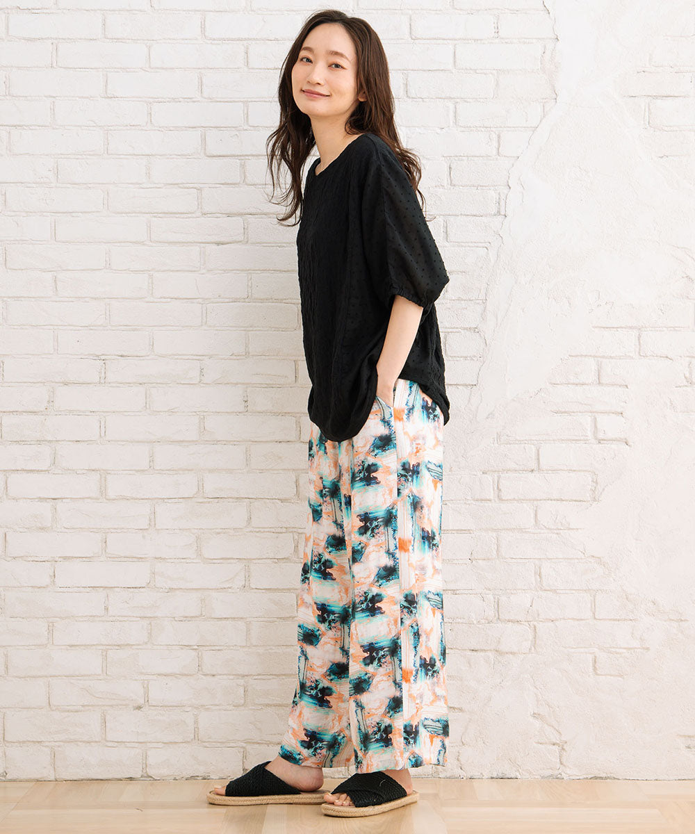 【sabstreet bis】総柄プリントイージーパンツ