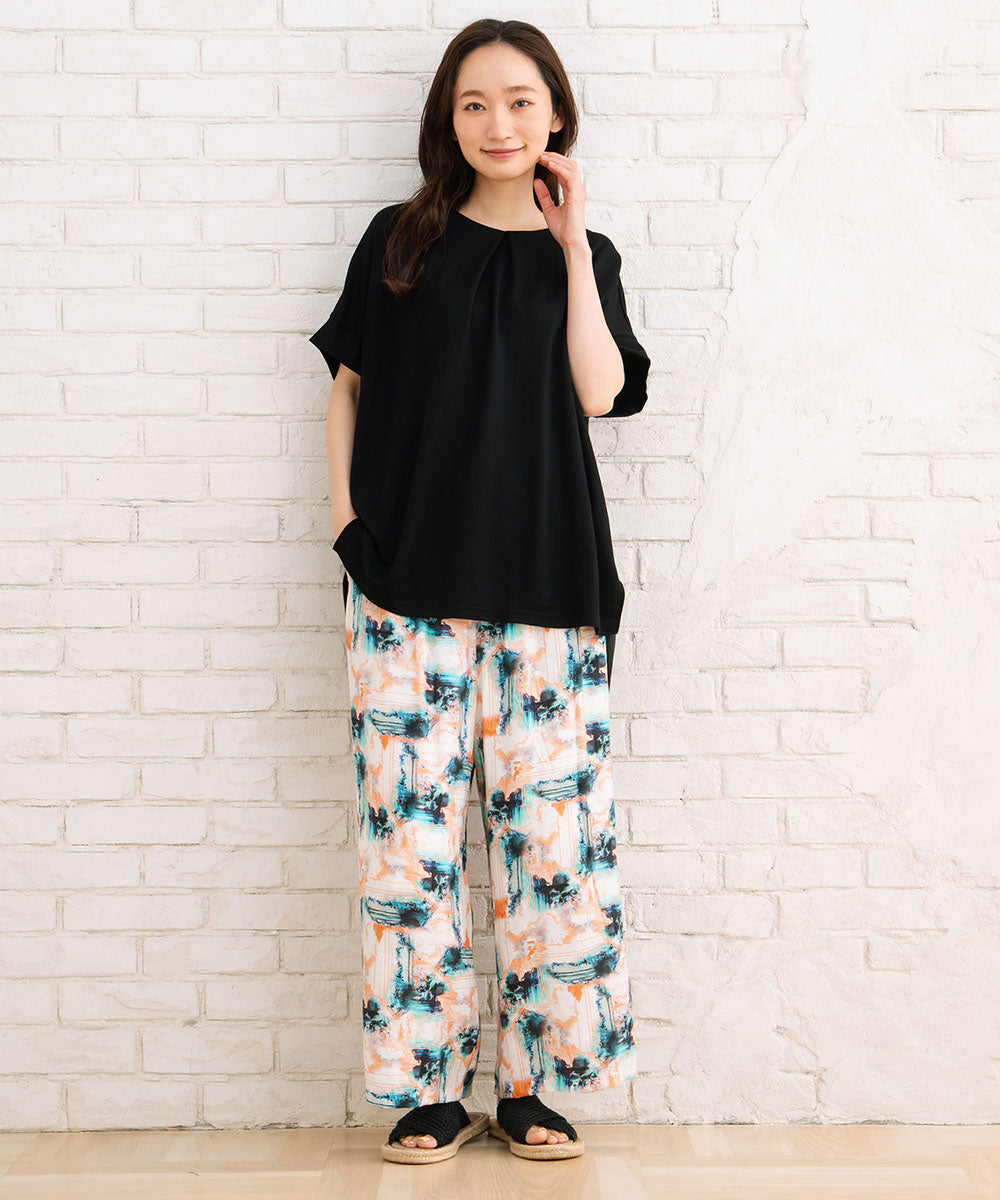 【sabstreet bis】総柄プリントイージーパンツ