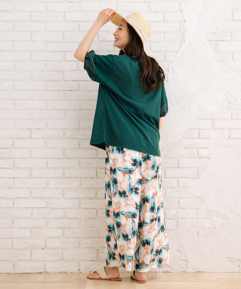 【sabstreet bis】総柄プリントイージーパンツ