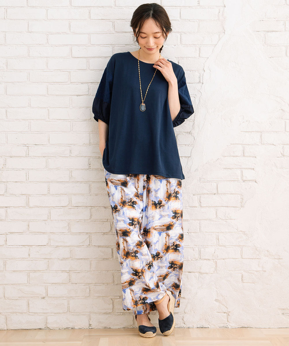 【sabstreet bis】総柄プリントイージーパンツ