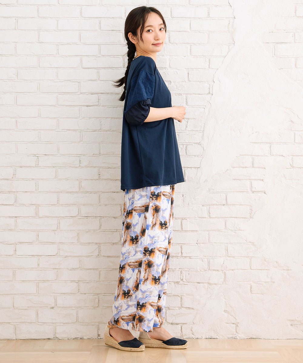 【sabstreet bis】総柄プリントイージーパンツ