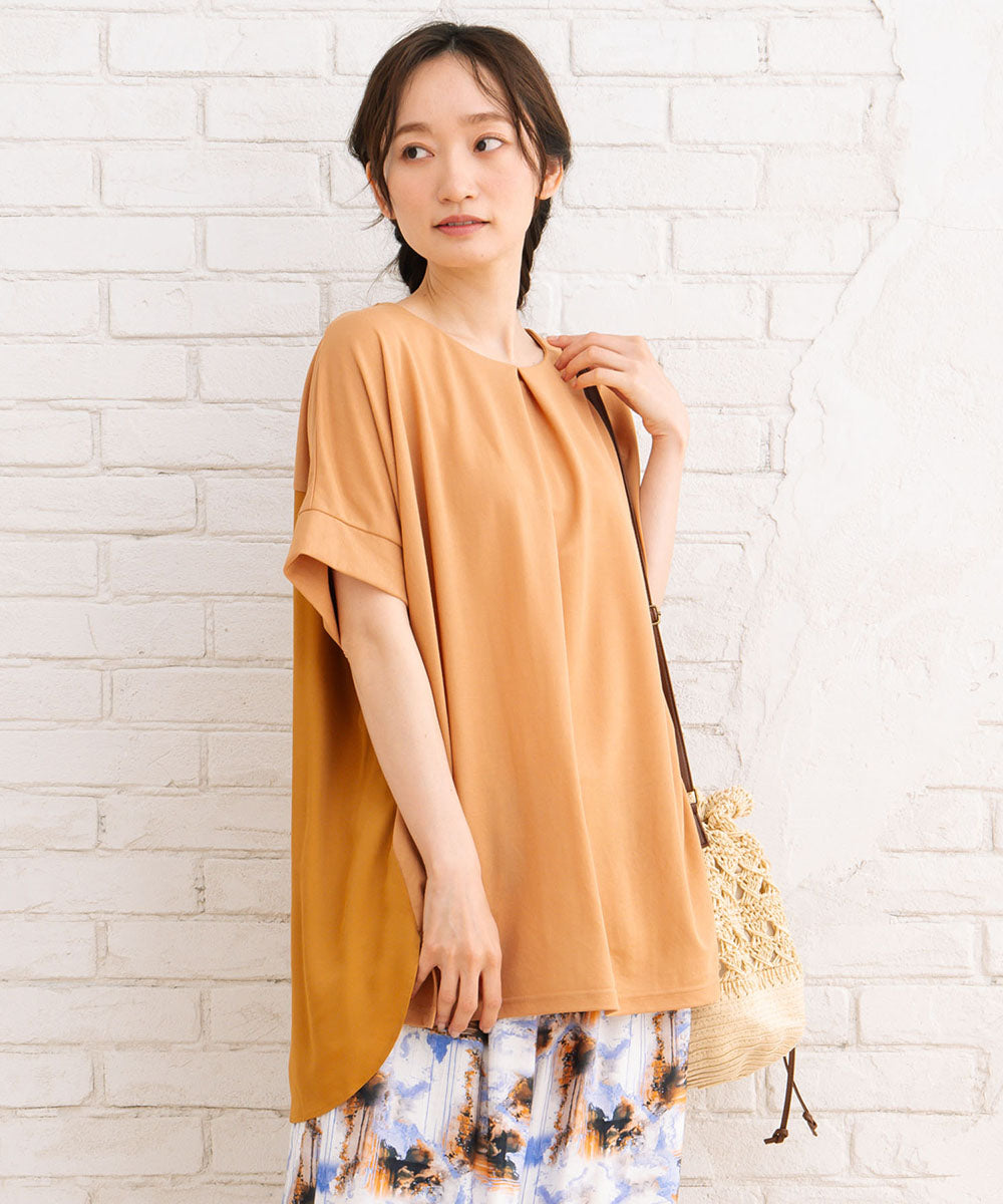 大きいサイズ レディース ブラウスチュニック 異素材切り替え 体型カバー|大きいサイズ レディース ブランド 通販 安い WEB限定 カジュアル コーデ ファッション