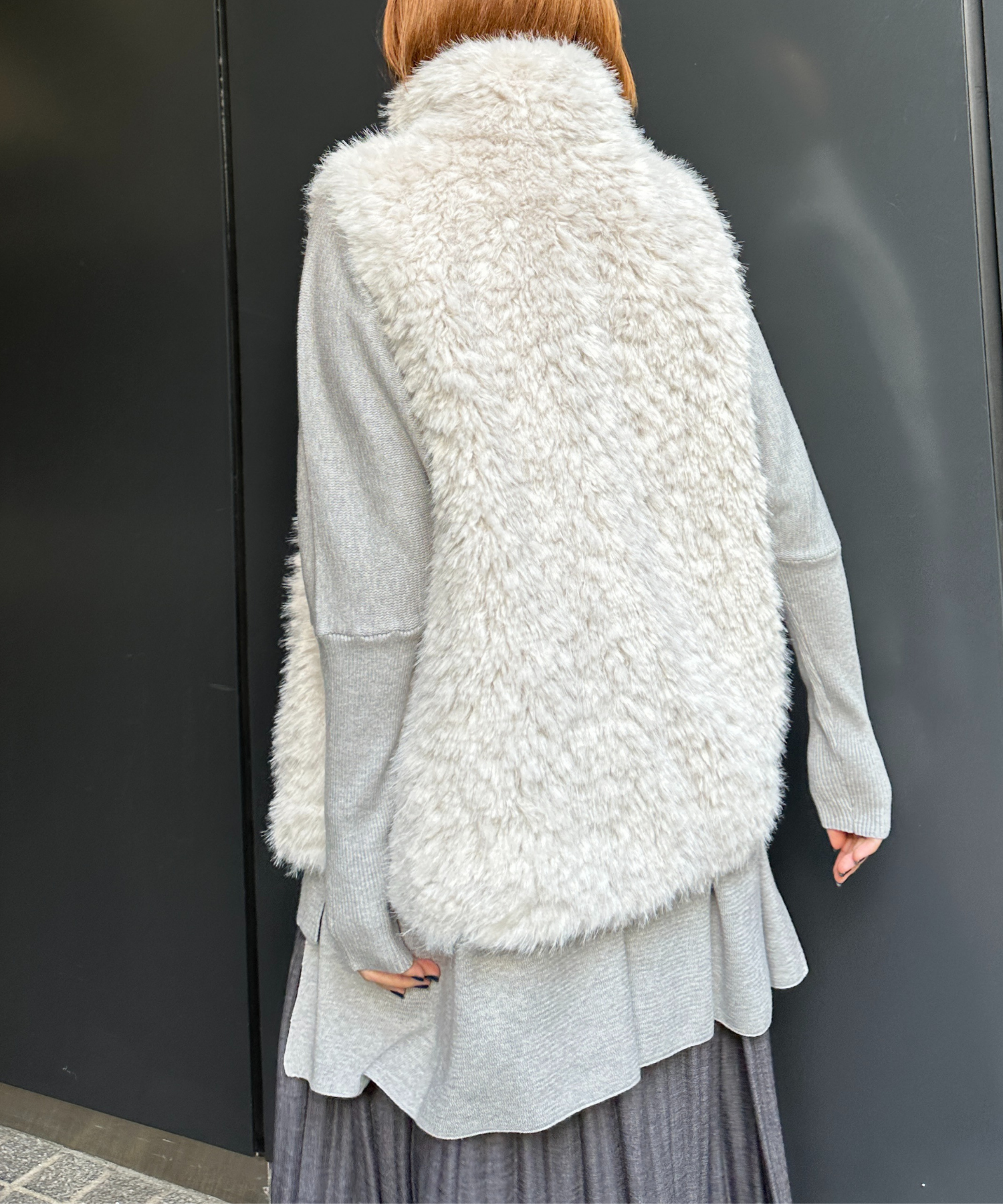 【qout】【R】ロングミックスファーベスト