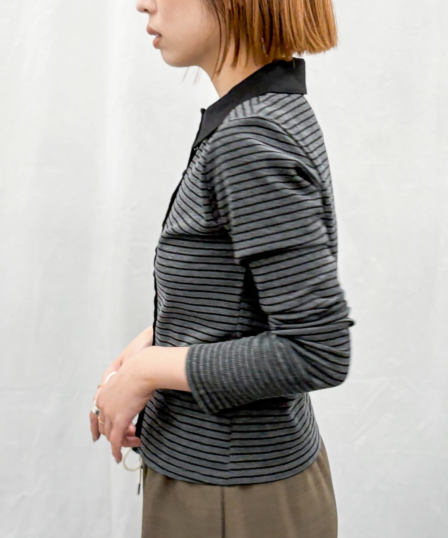 【INNOWAVE】【R】ボーダーリブカットソー