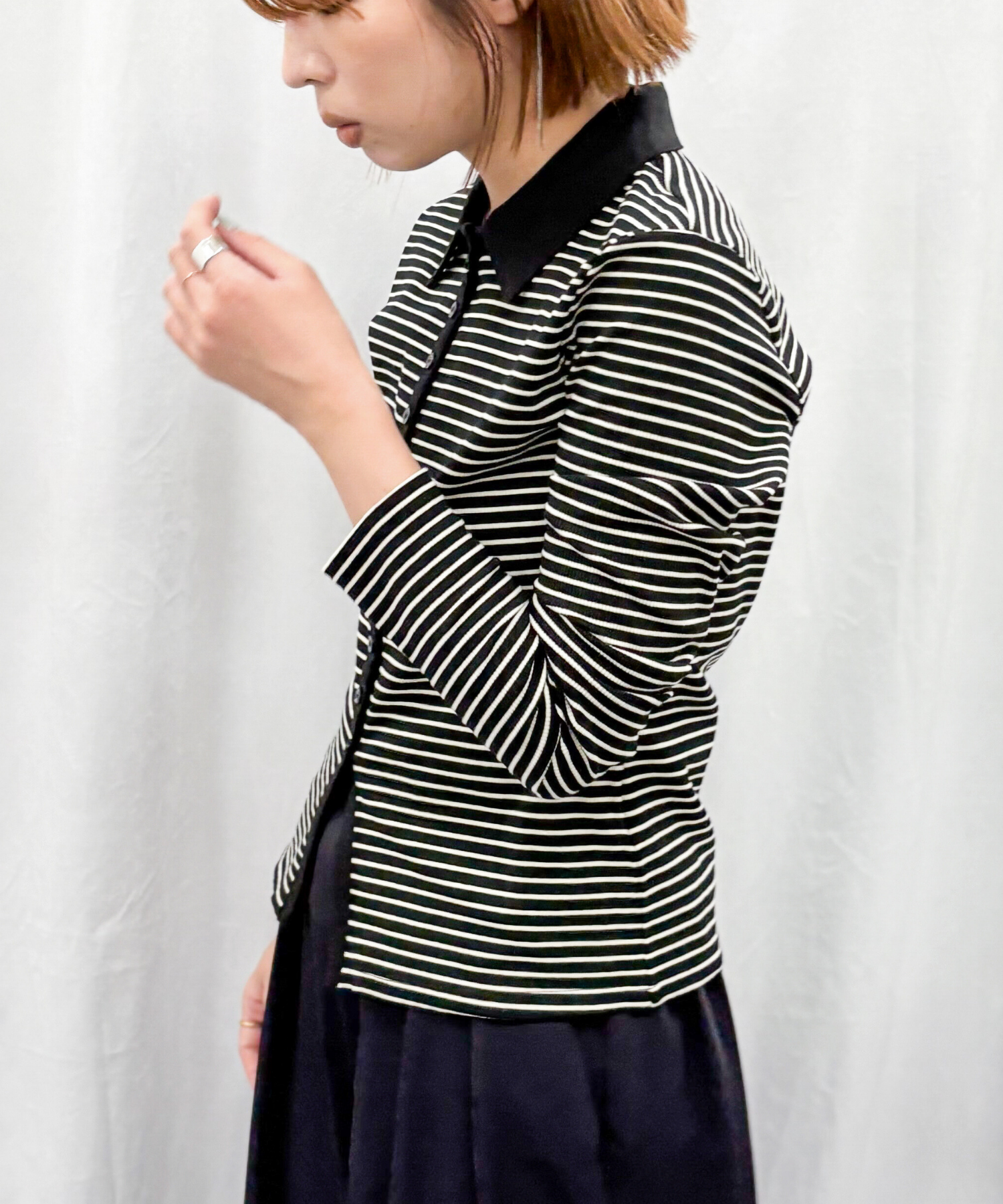 【INNOWAVE】【R】ボーダーリブカットソー