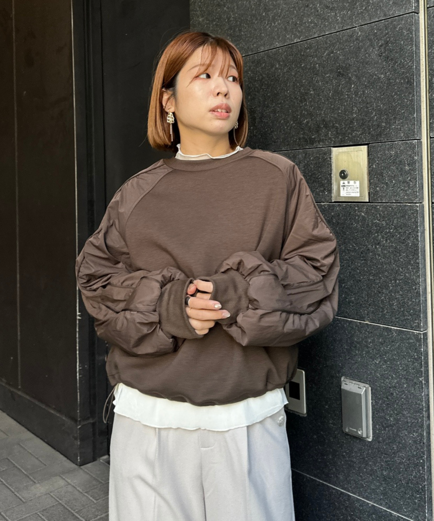 【FONT LAB】ダンボール×ナイロンコンビスウェット