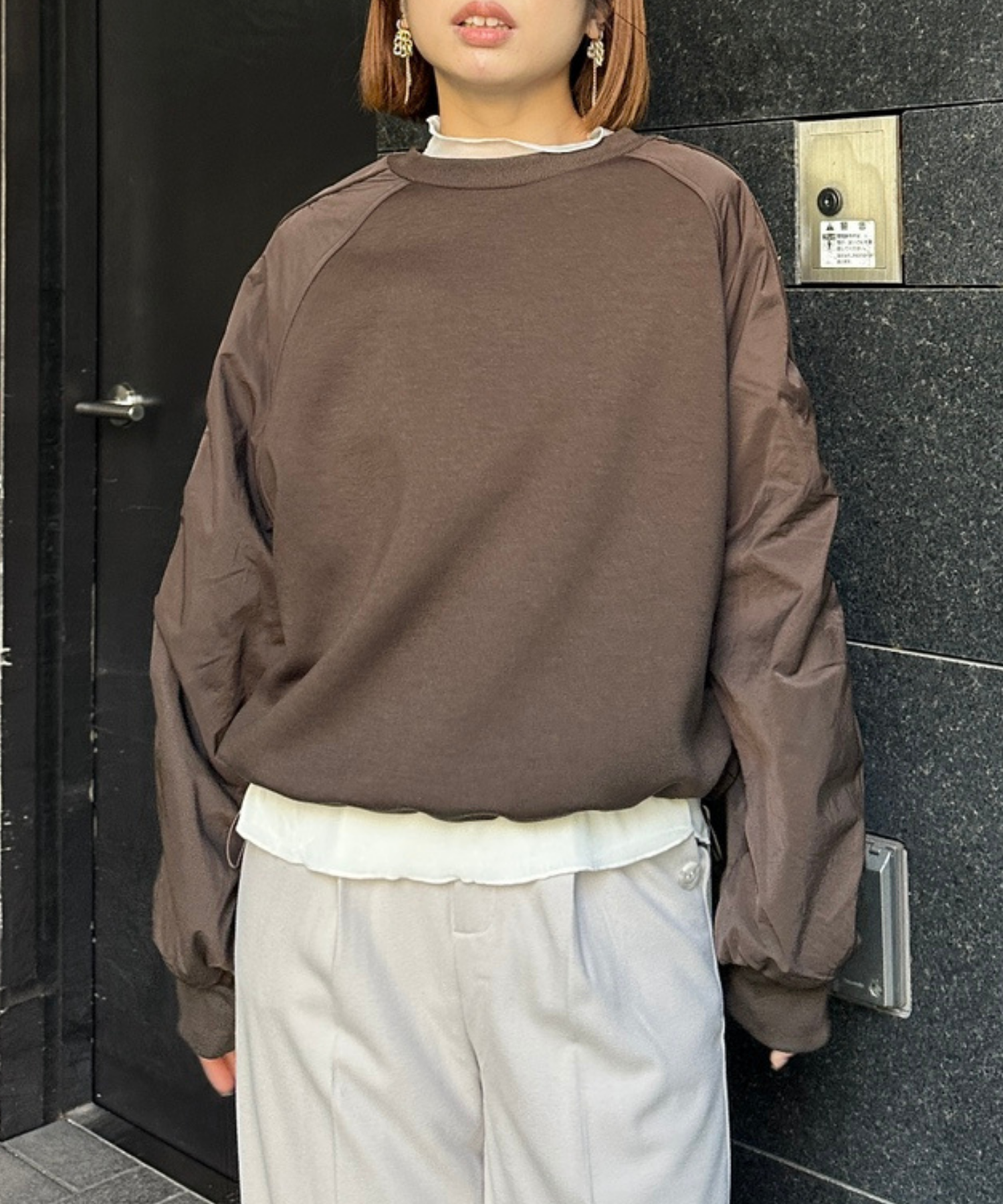 【FONT LAB】ダンボール×ナイロンコンビスウェット