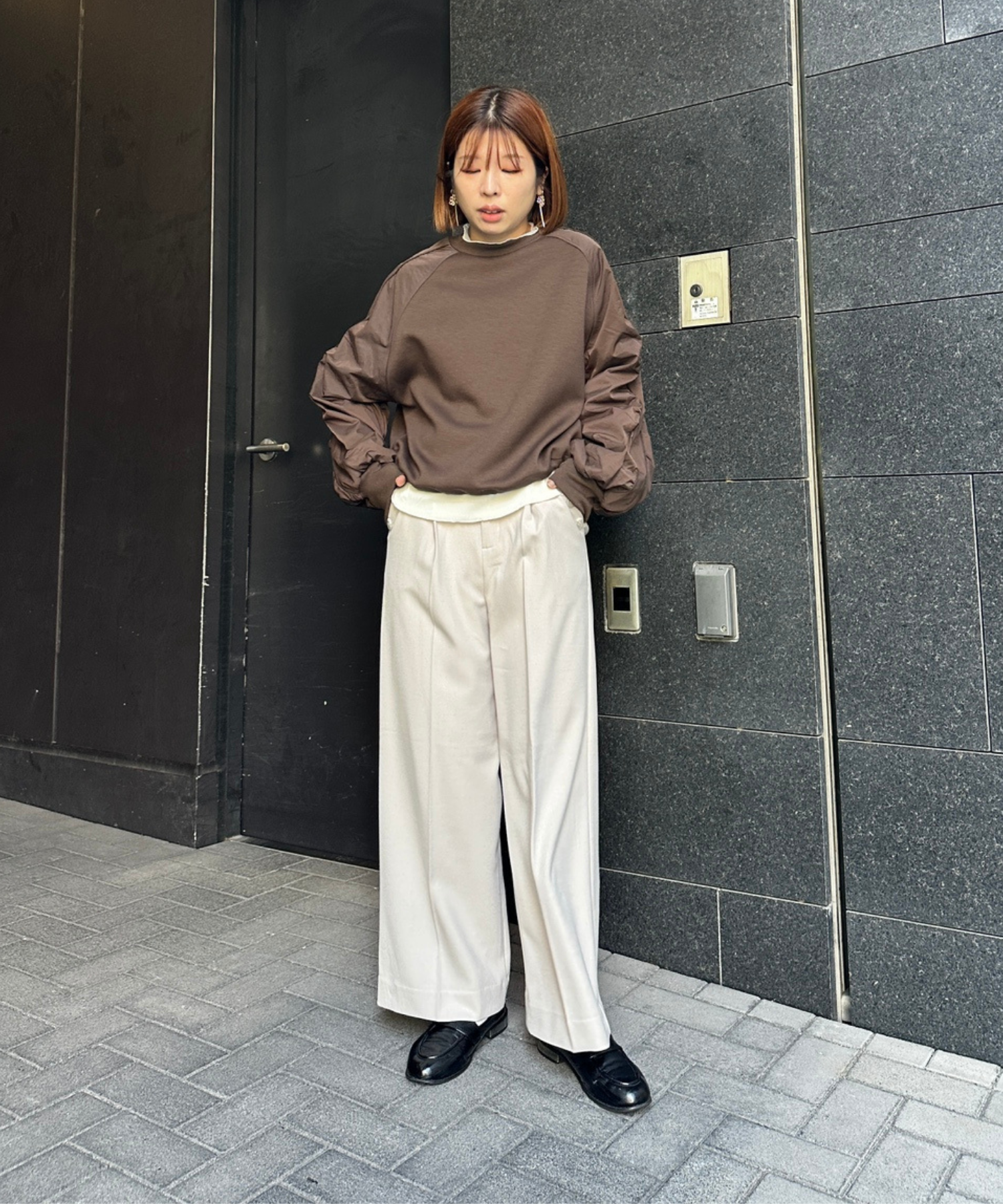 【FONT LAB】ダンボール×ナイロンコンビスウェット