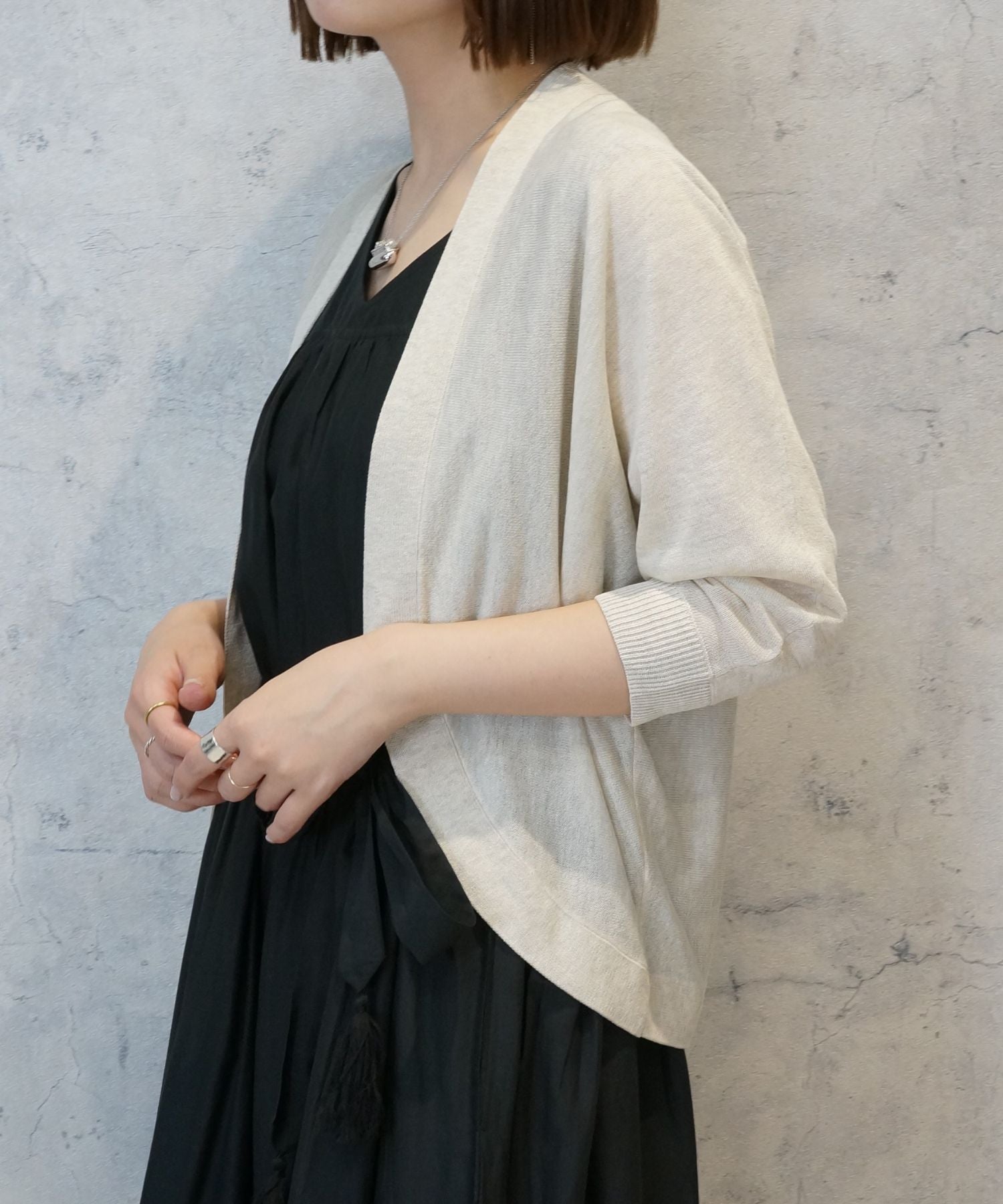 【JETSET SOLO PLUS】スパークリングナイロン清涼ボレロカーディガン