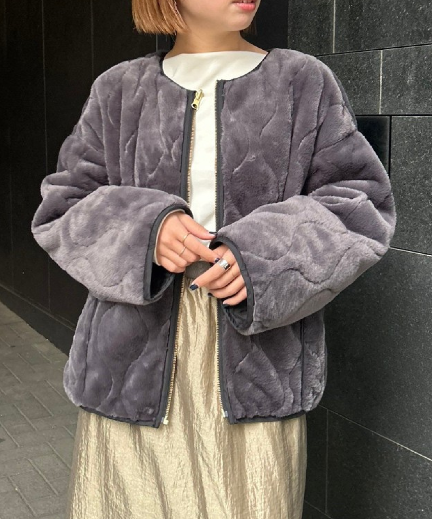 【FONT LAB】オニオンキルティングリバーシブルブルゾン