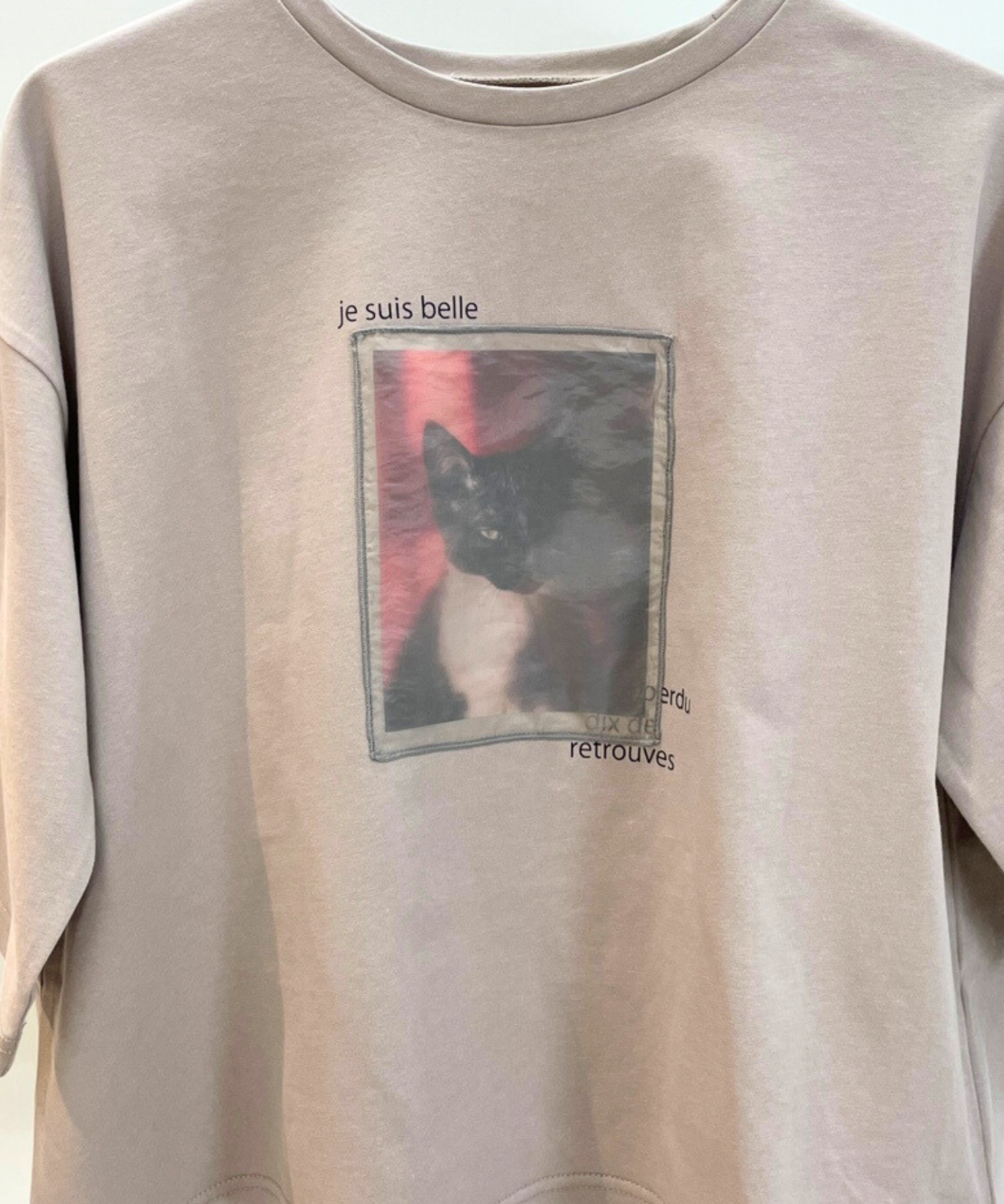 【FONT LAB】オーガンジーコンビキャットプリントTシャツ