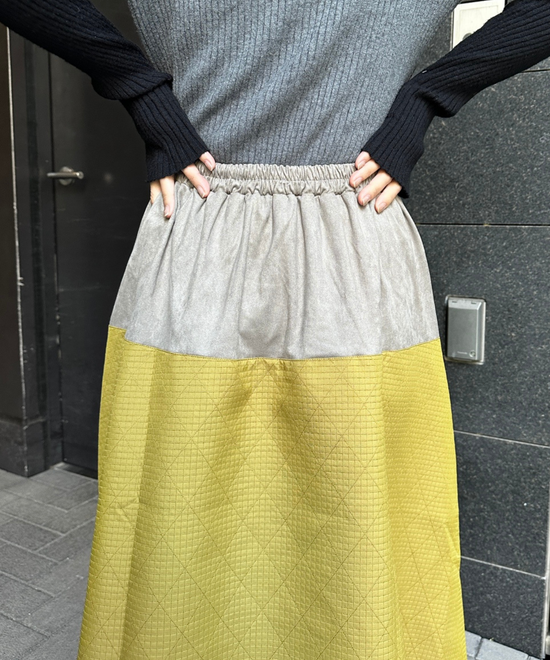 【FONT LAB】異素材コンビスウェードスカート