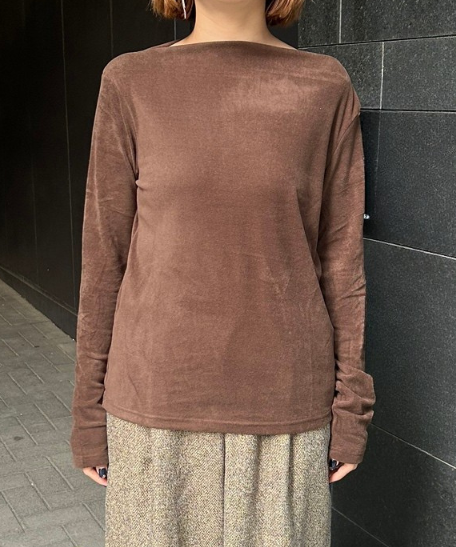 【JETSET SOLO PLUS】マットベロアボートネックカットソー