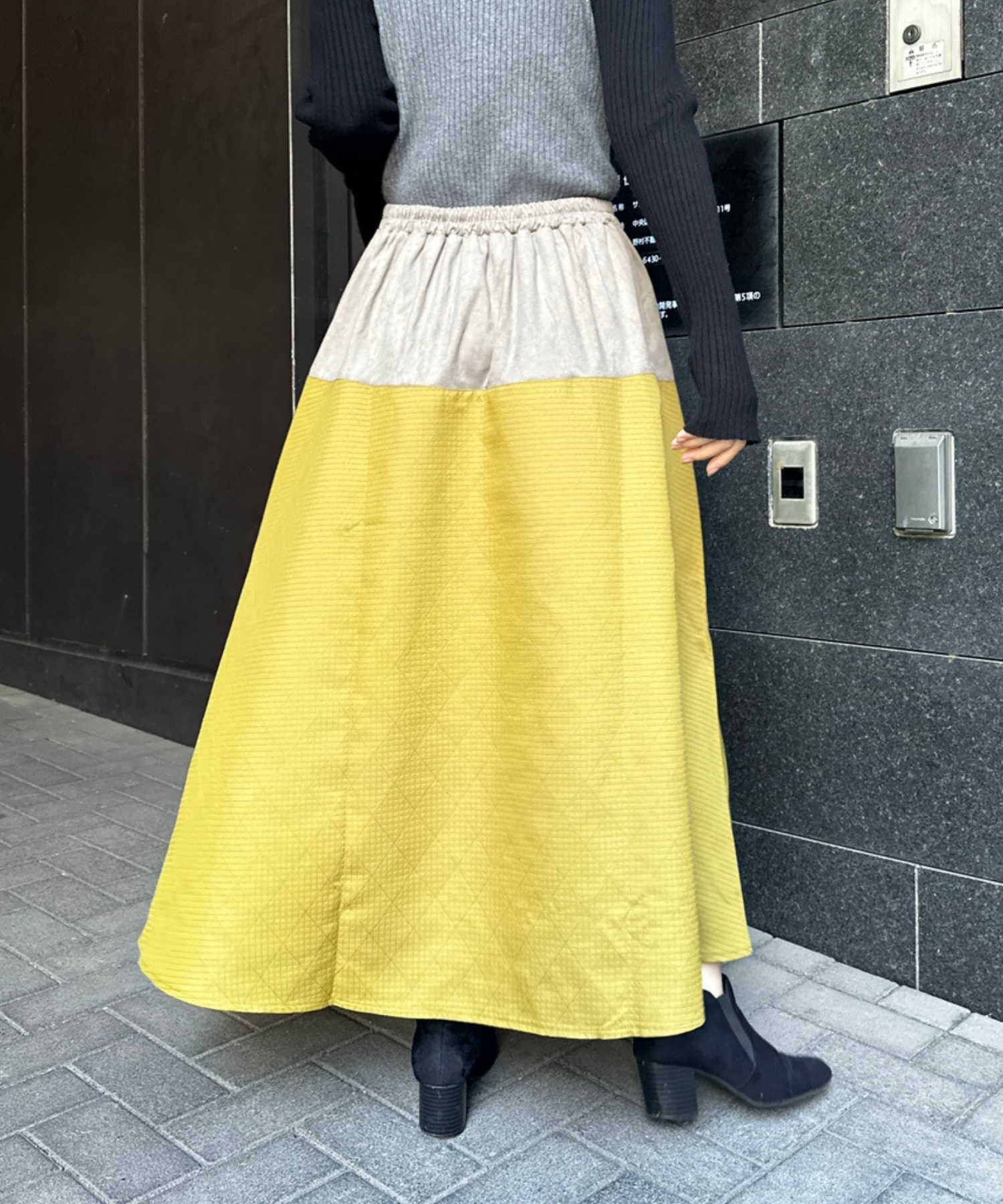 【FONT LAB】異素材コンビスウェードスカート