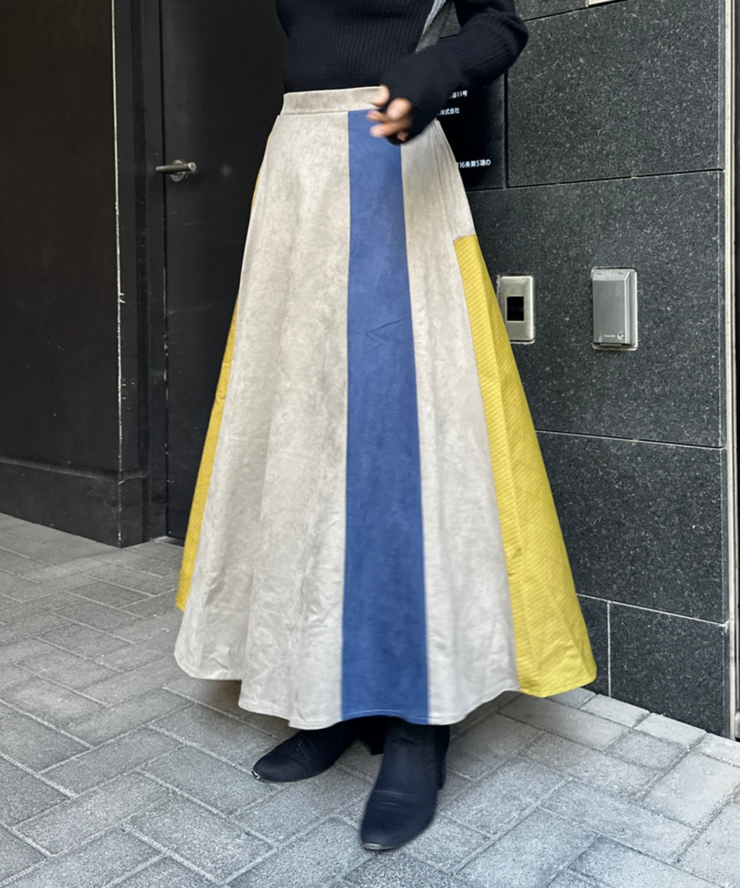 【FONT LAB】異素材コンビスウェードスカート