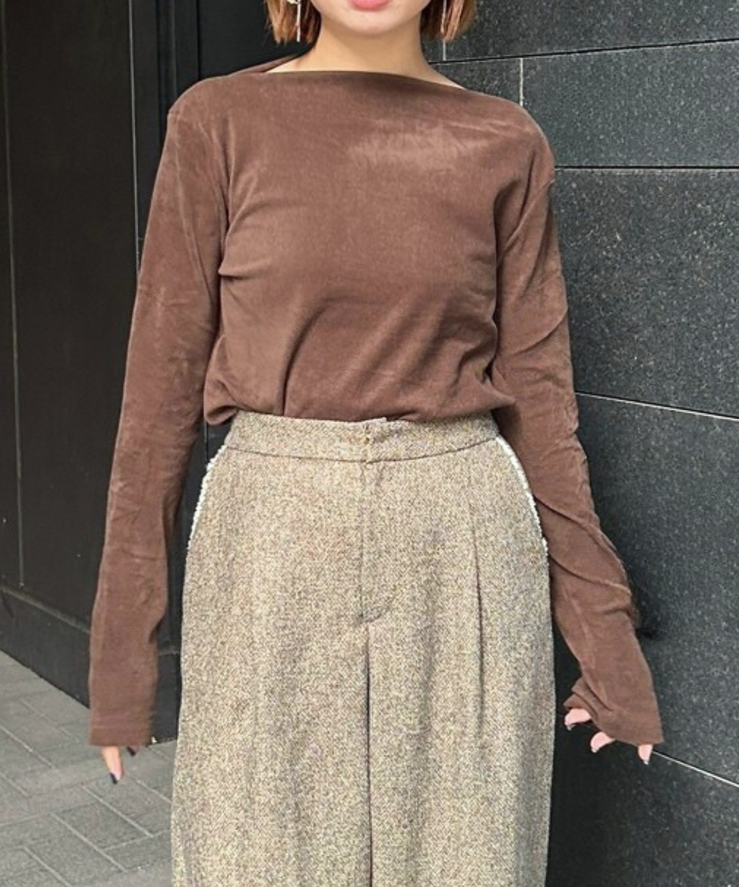 【JETSET SOLO PLUS】マットベロアボートネックカットソー