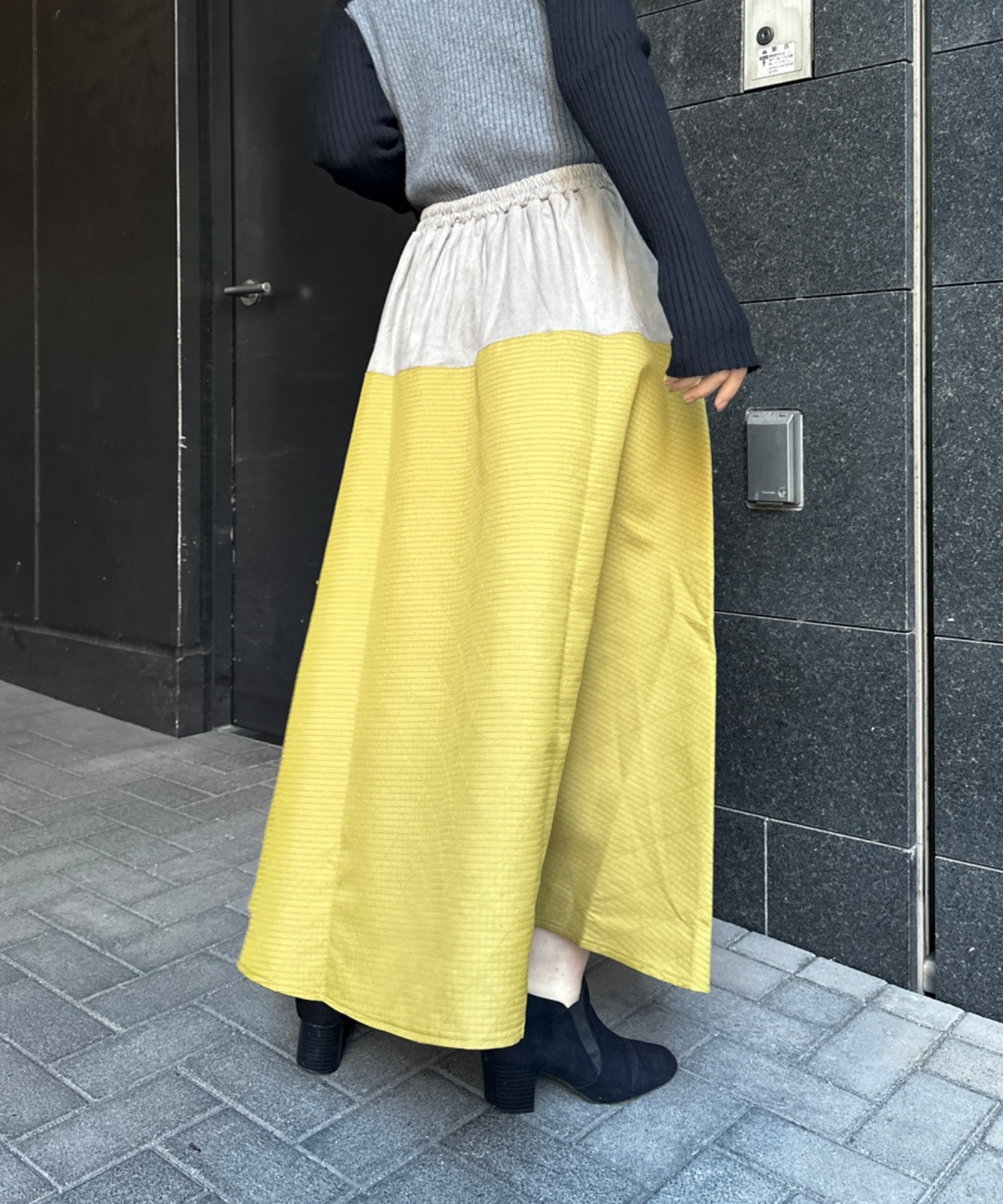 【FONT LAB】異素材コンビスウェードスカート