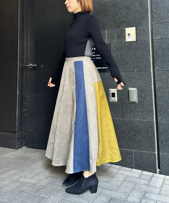 【FONT LAB】異素材コンビスウェードスカート