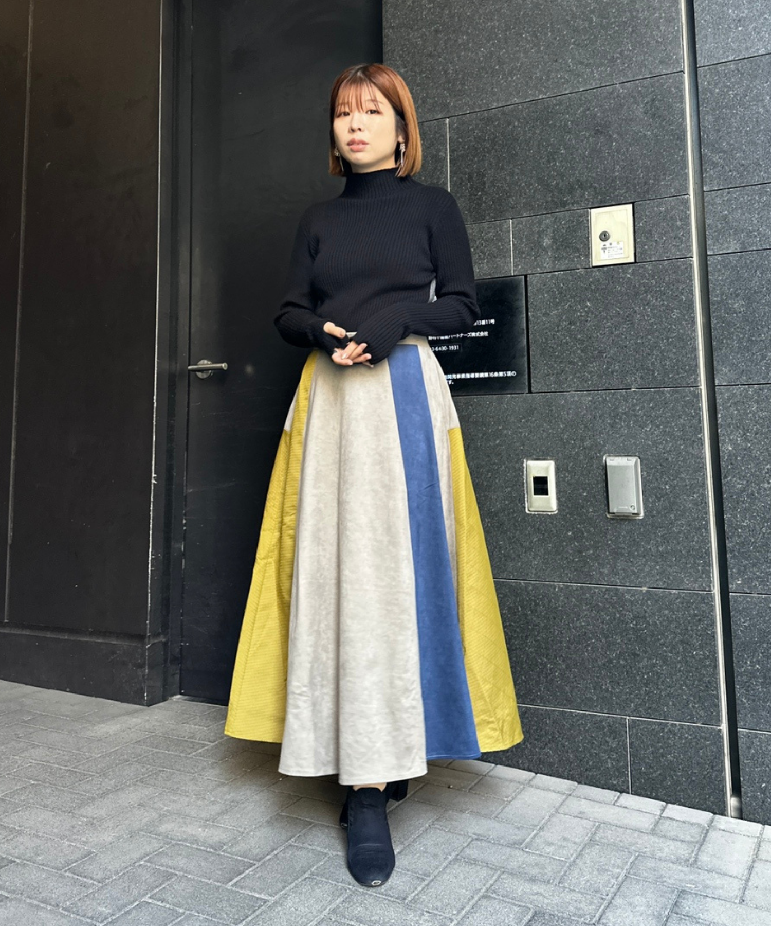 【FONT LAB】異素材コンビスウェードスカート