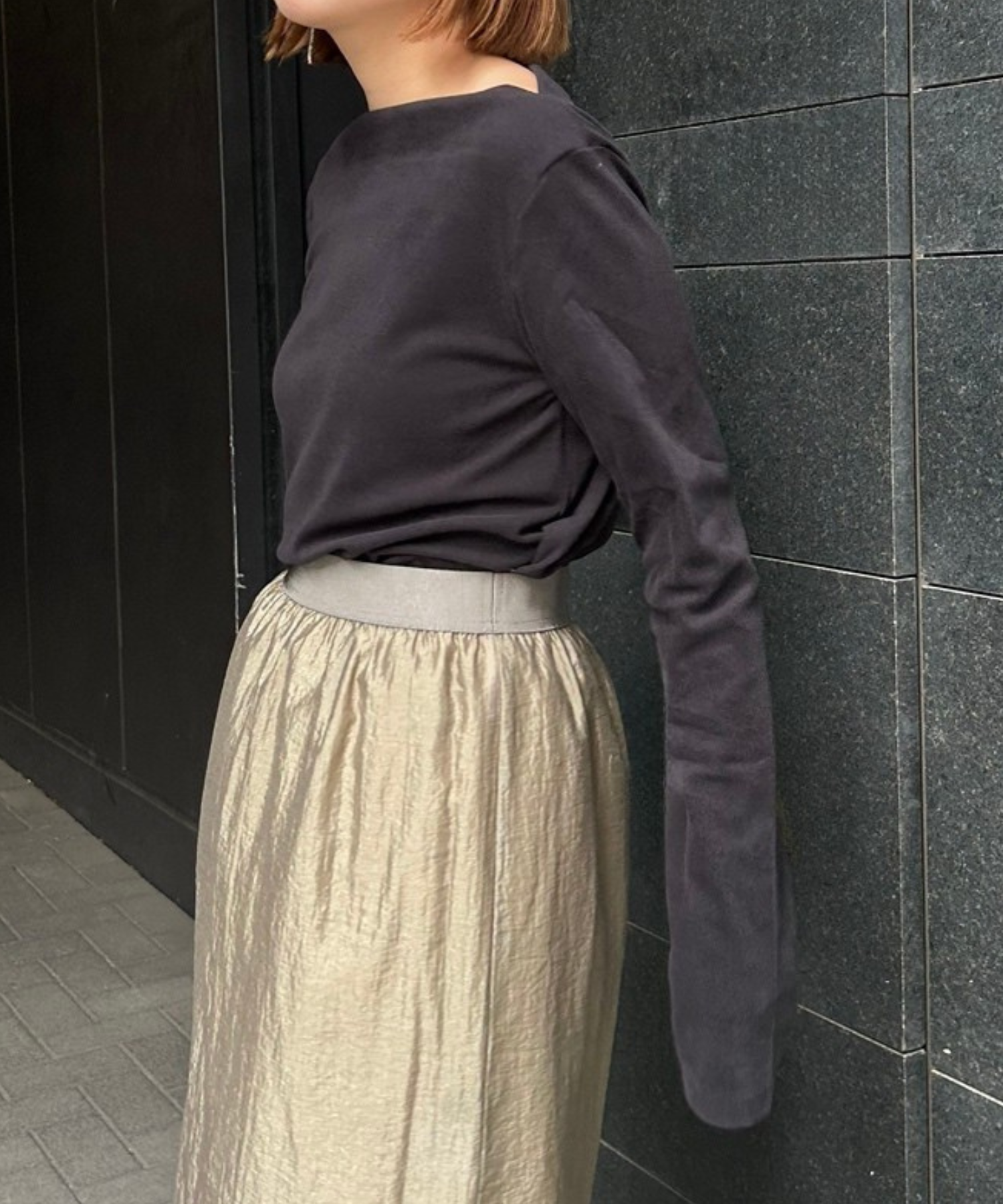 【JETSET SOLO PLUS】マットベロアボートネックカットソー