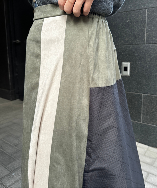 【FONT LAB】異素材コンビスウェードスカート