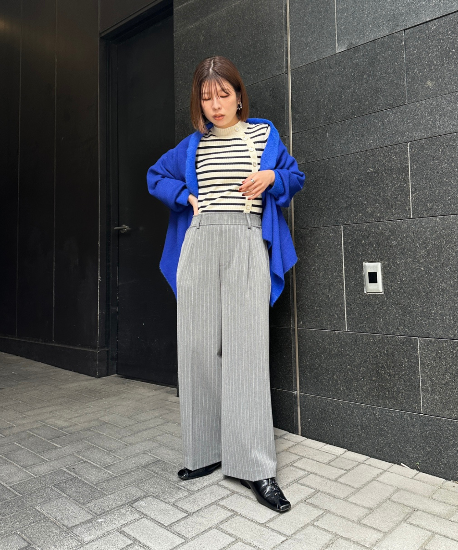 【FONT LAB】ダブルフェイスストールカーディガン