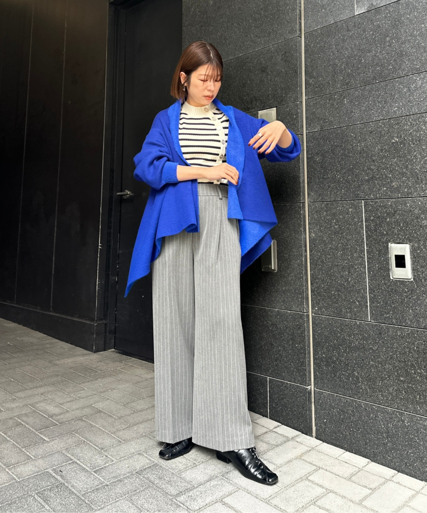 【FONT LAB】ダブルフェイスストールカーディガン