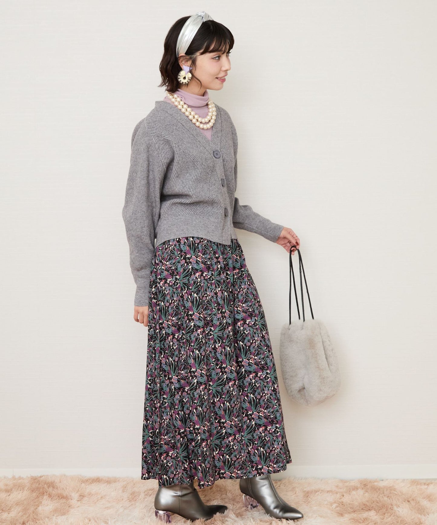 【FONT LAB】ジオメトリック柄ニットカーディガン