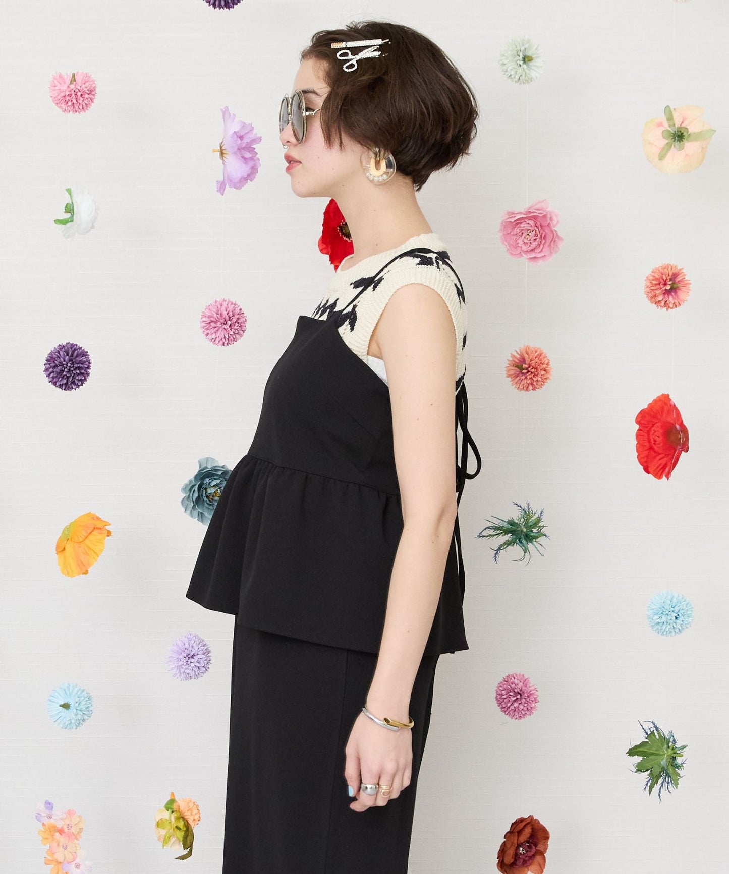 【WILDPONY】ZIGZAGボーダーノースリニット