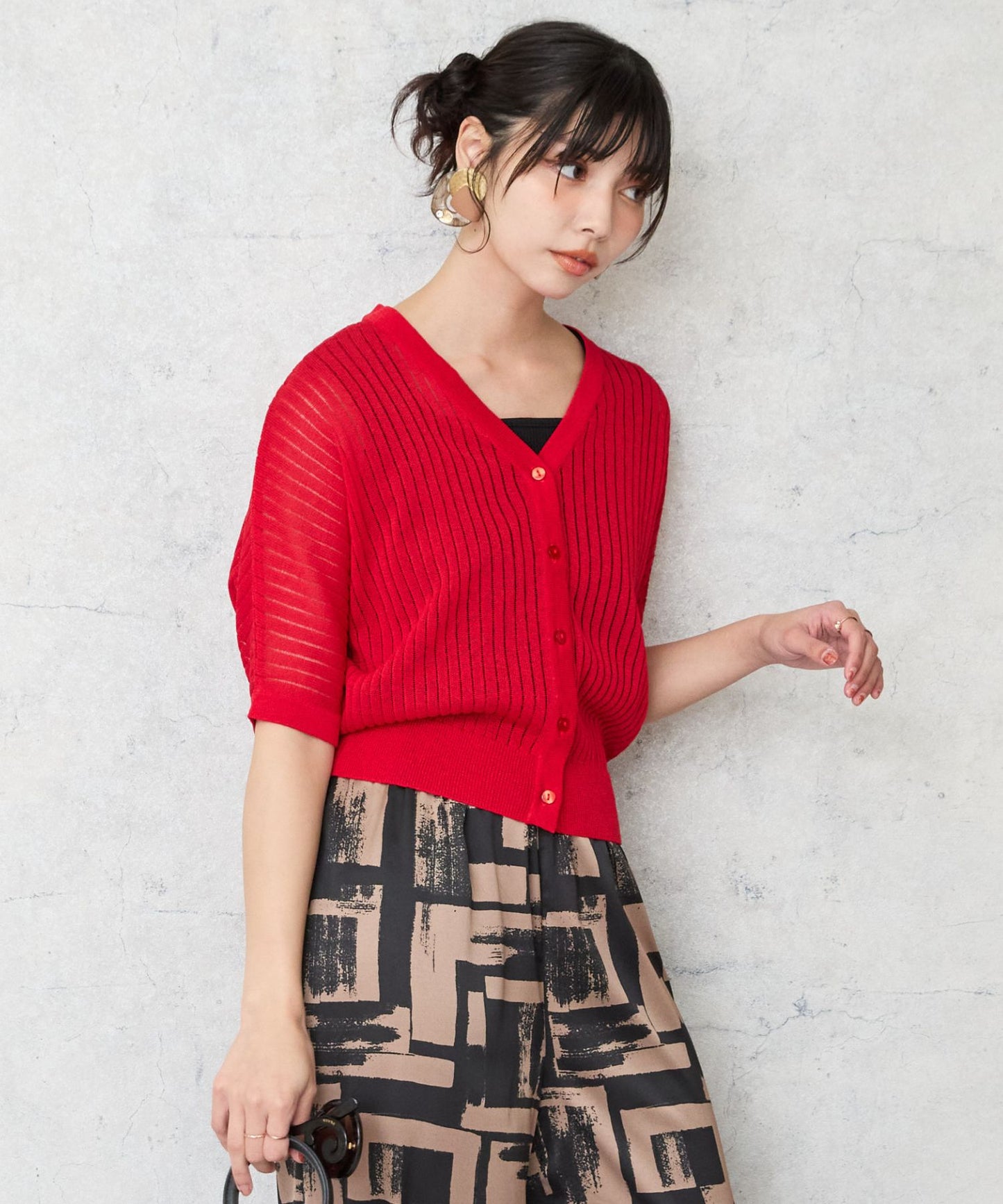 【FONT LAB】針抜きリブドルマンスリーブカーディガン