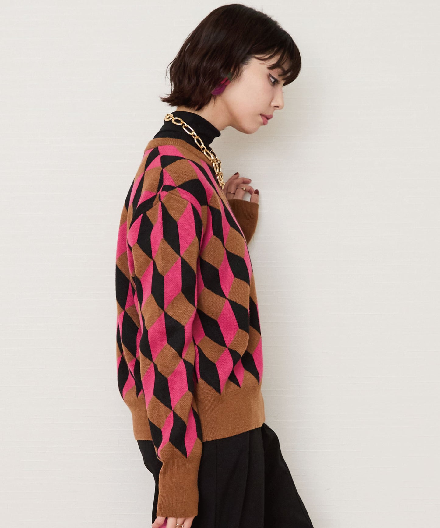 【SKATIE】ジオメトリックジャカードニット