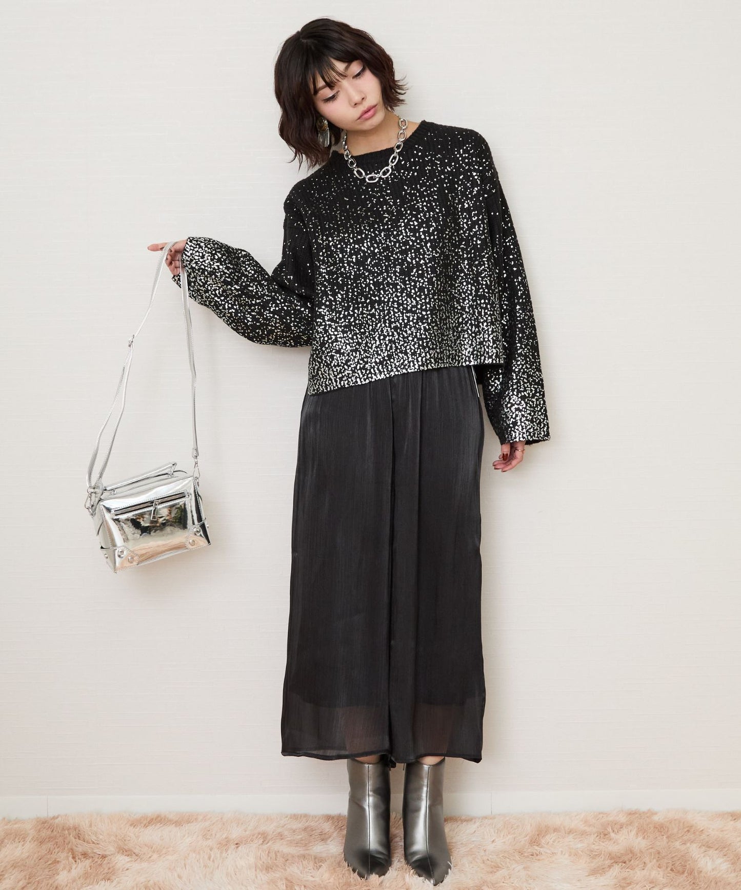 【FONT LAB】ハクプリントグラデーションニット