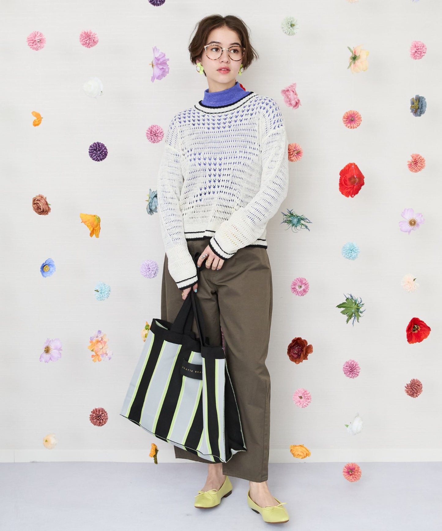 【the Korner】透かし編み配色ニット