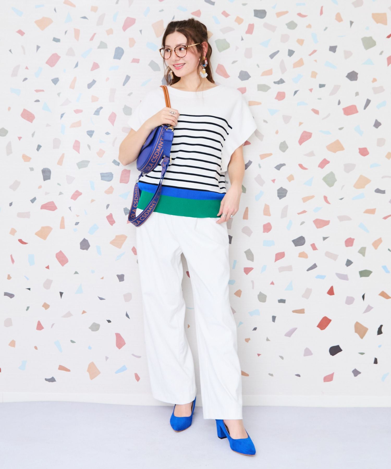 【FONT LAB】フレンチスリーブボーダーバイカラーニット