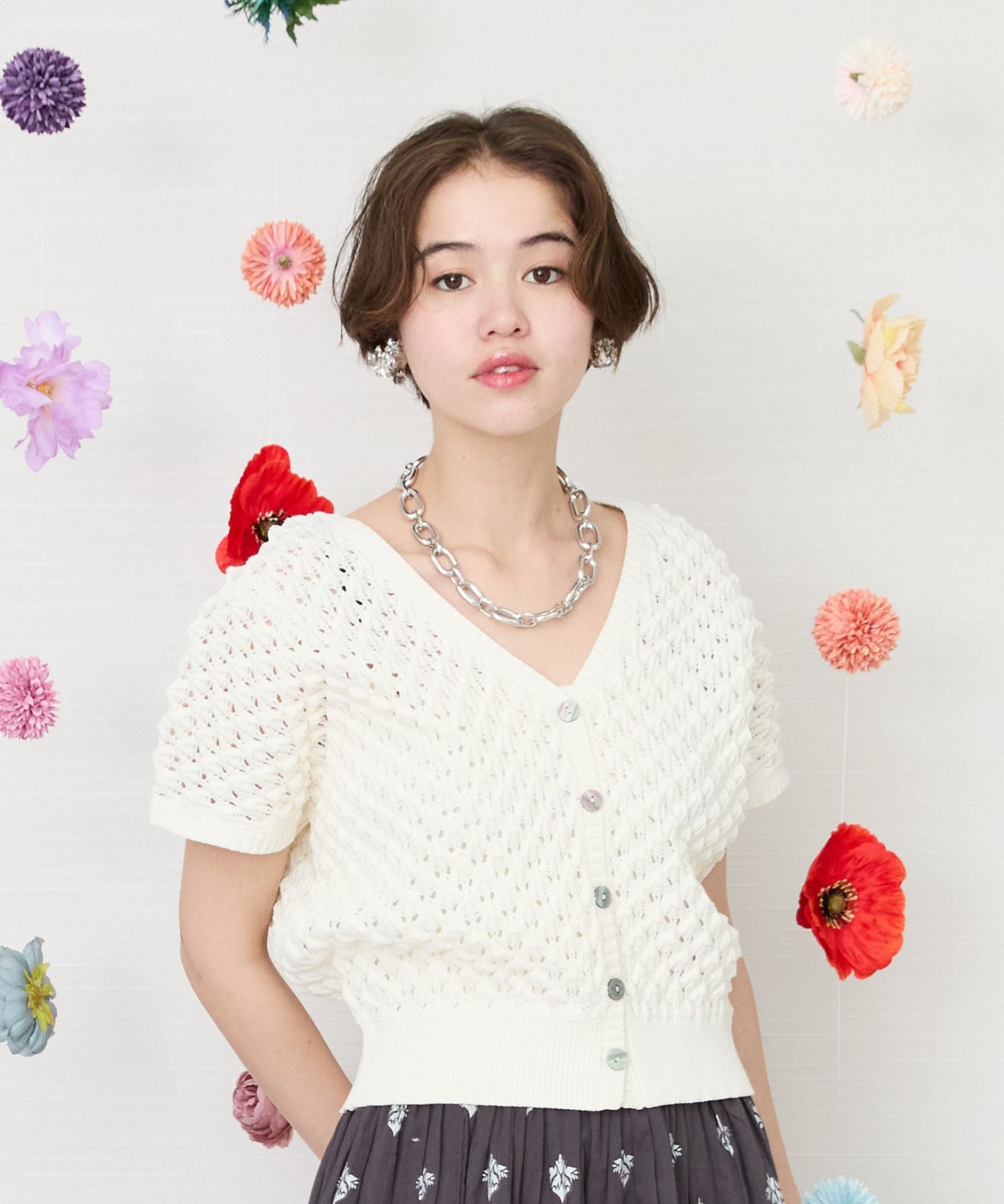 【FONT LAB】スパイキーフレンチスリーブ2WAYニット