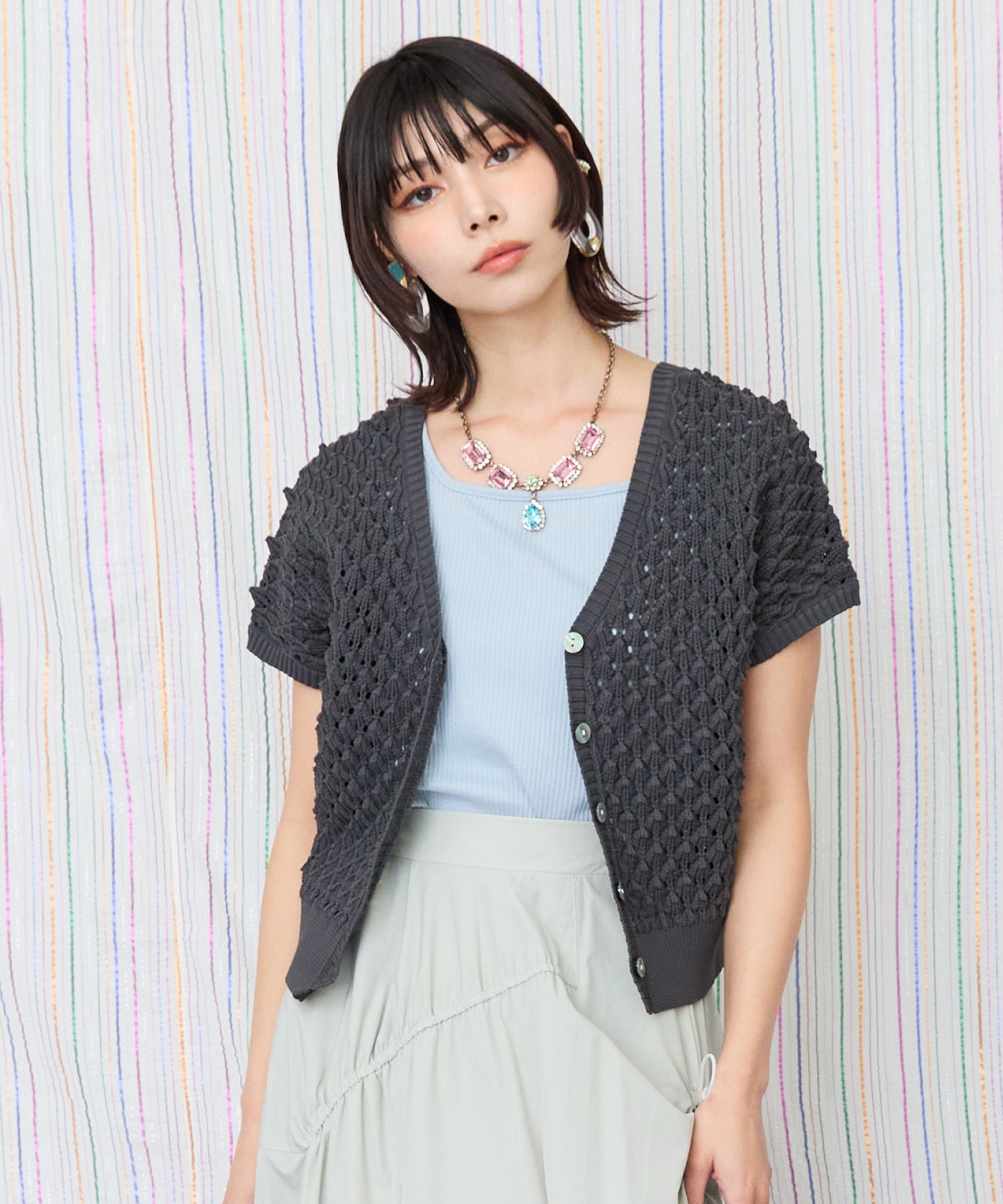 【FONT LAB】スパイキーフレンチスリーブ2WAYニット