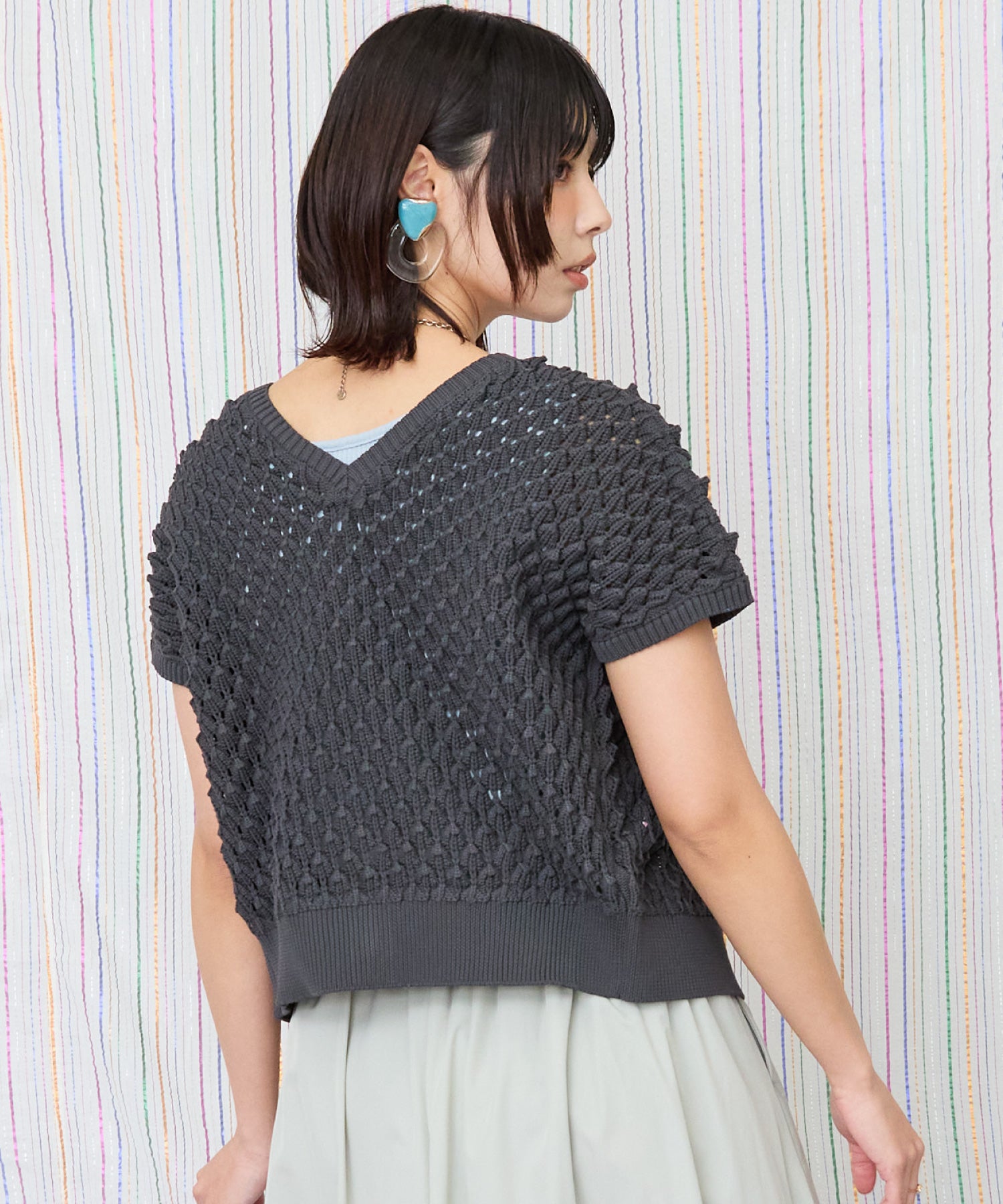 【FONT LAB】スパイキーフレンチスリーブ2WAYニット