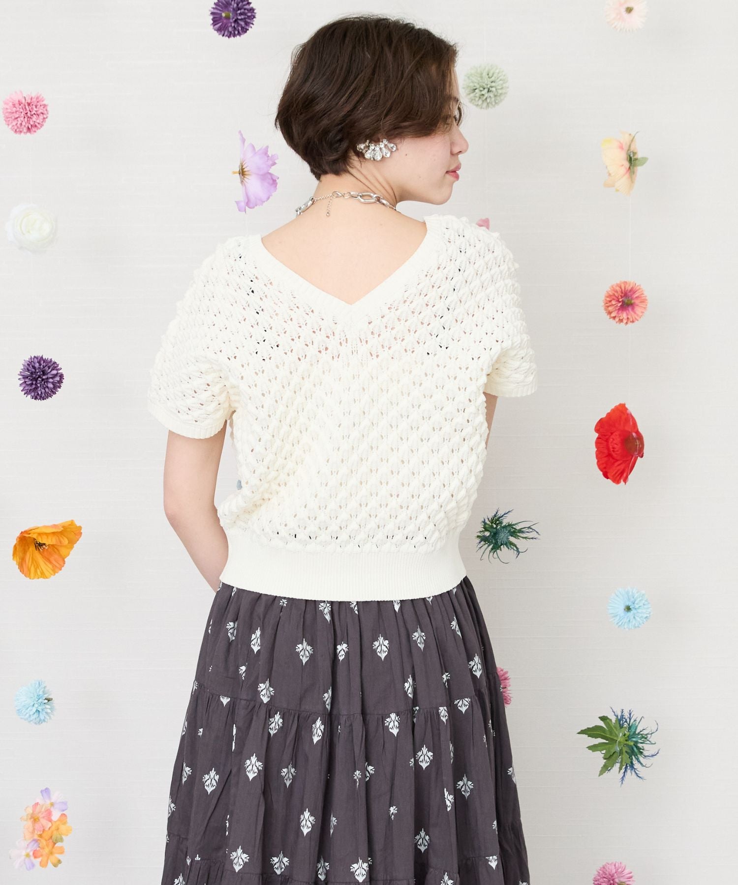 【FONT LAB】スパイキーフレンチスリーブ2WAYニット