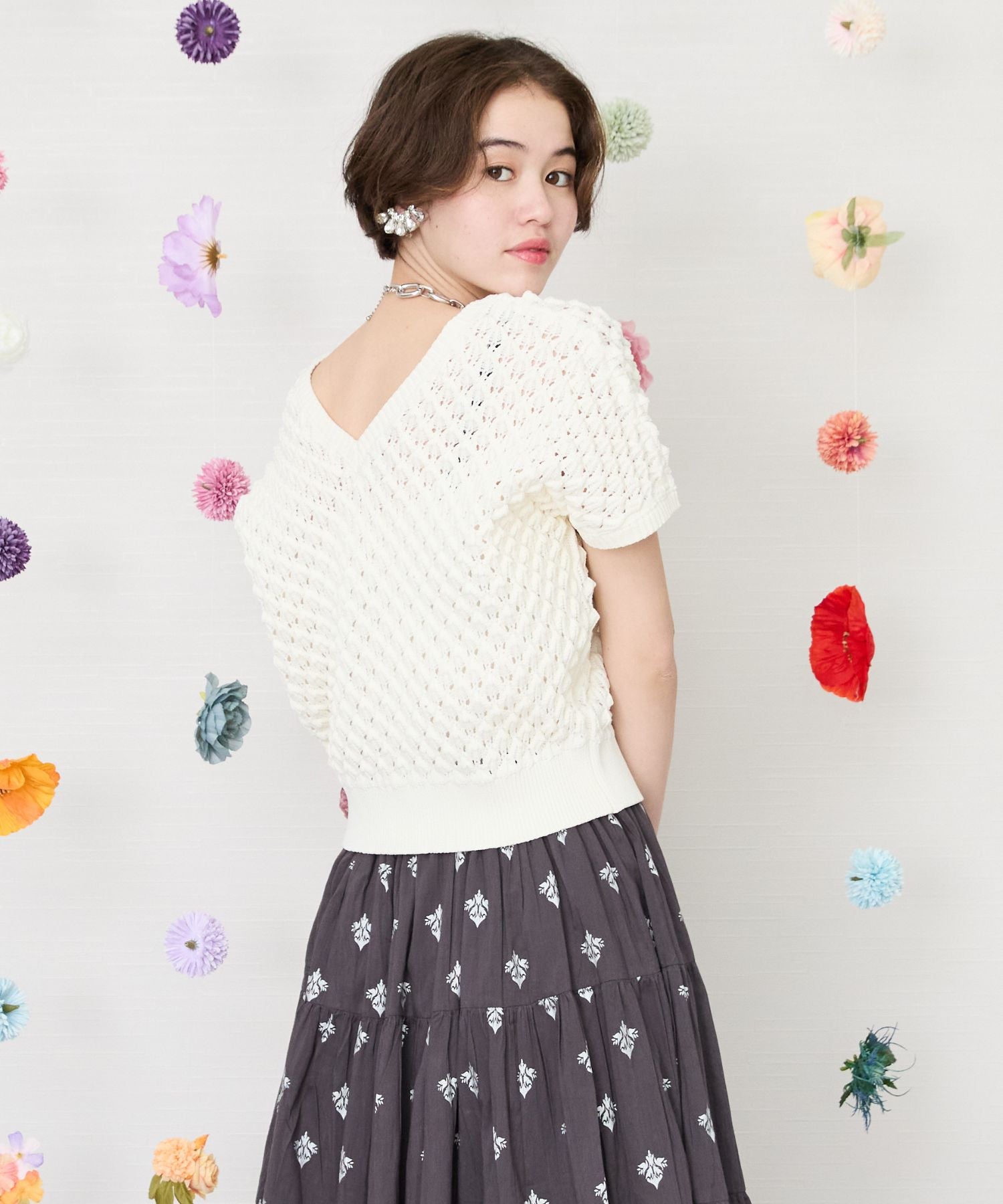 【FONT LAB】スパイキーフレンチスリーブ2WAYニット