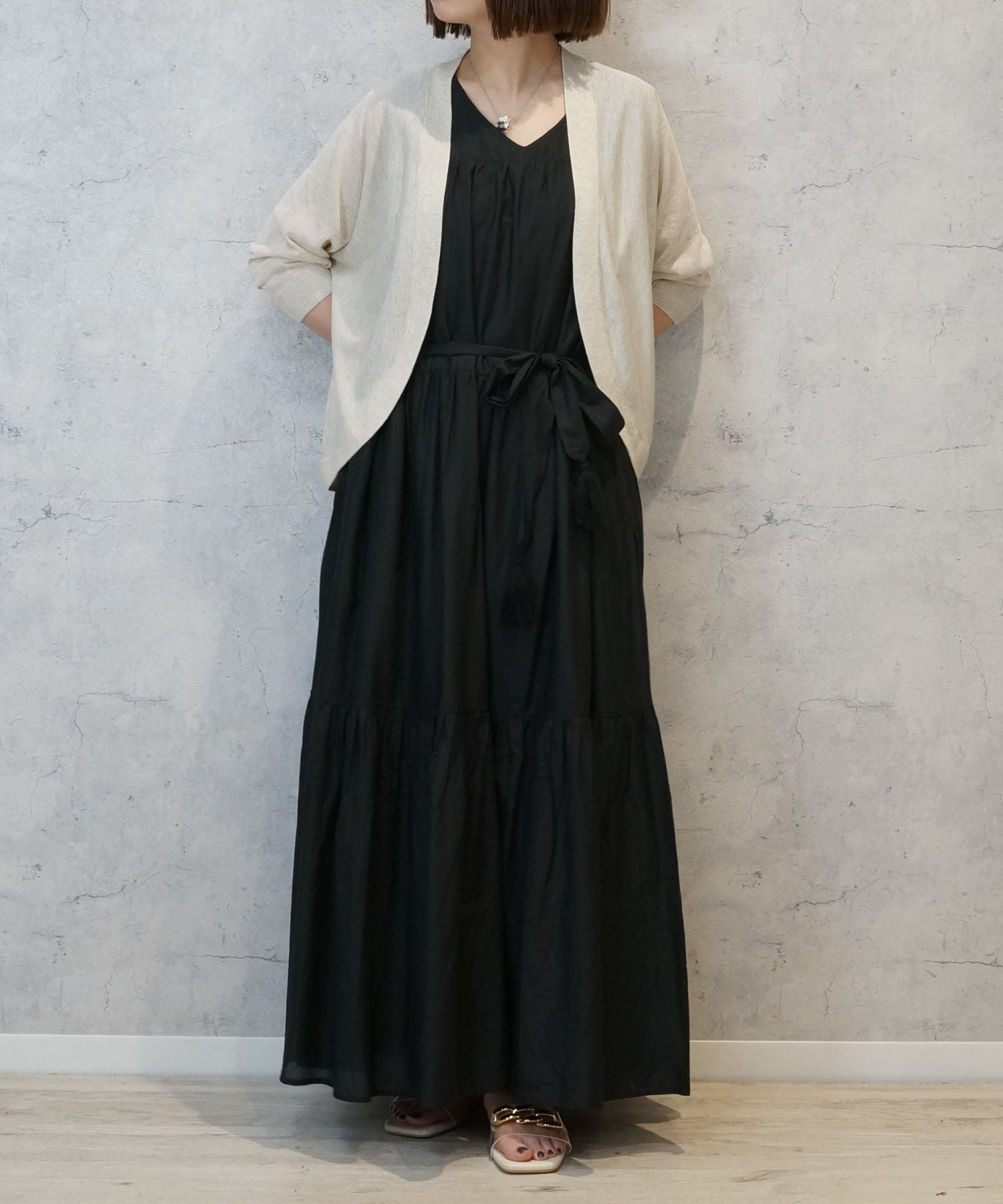 【JETSET SOLO PLUS】スパークリングナイロン清涼ボレロカーディガン