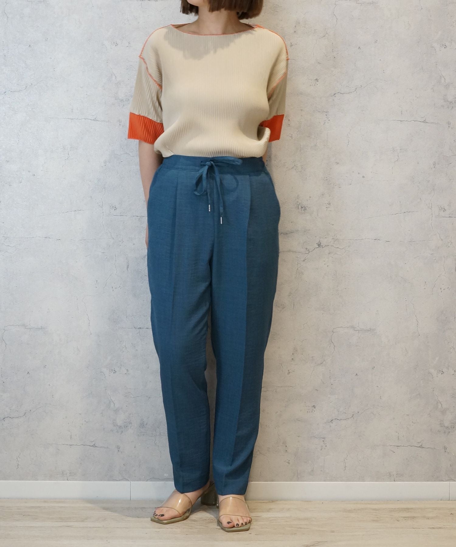 【FONT LAB】プリーツバイカラースリーブカットソー