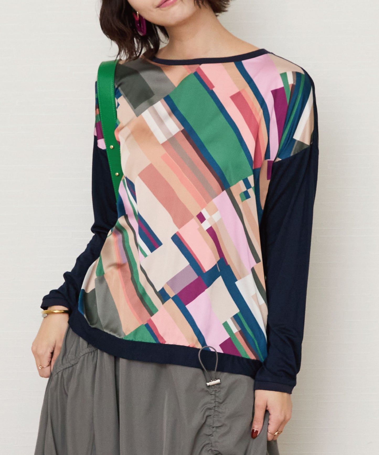 【TINTA】ジオメトリックプリント コンビカットソー