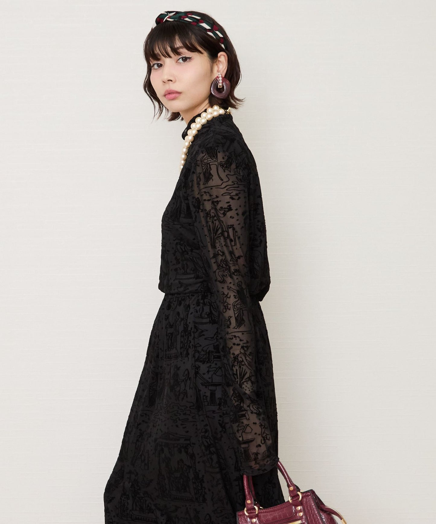 【FONT LAB】フロッキーチュールボトルネックトップス