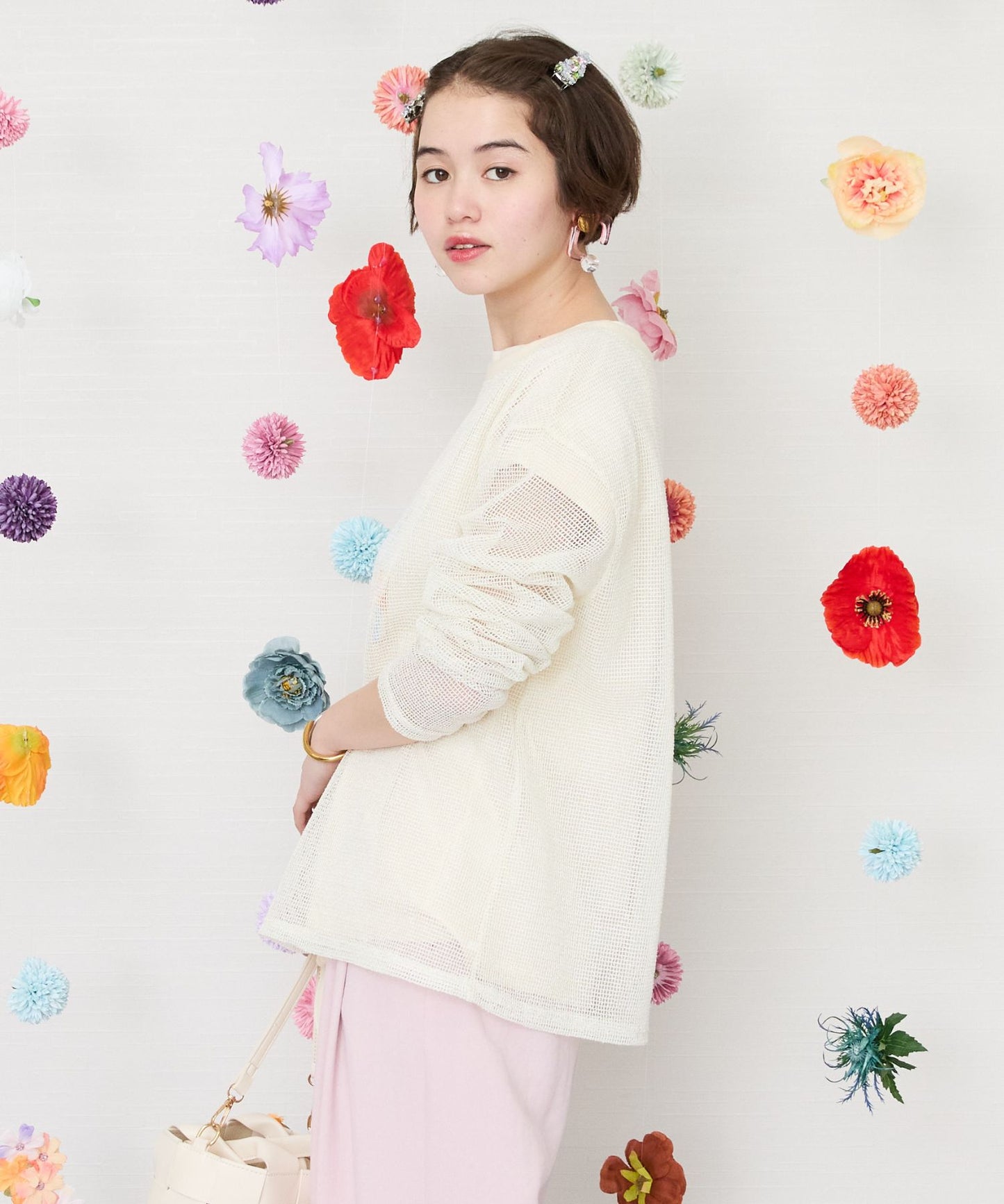 【FONT LAB】ラメメッシュロンTシャツ