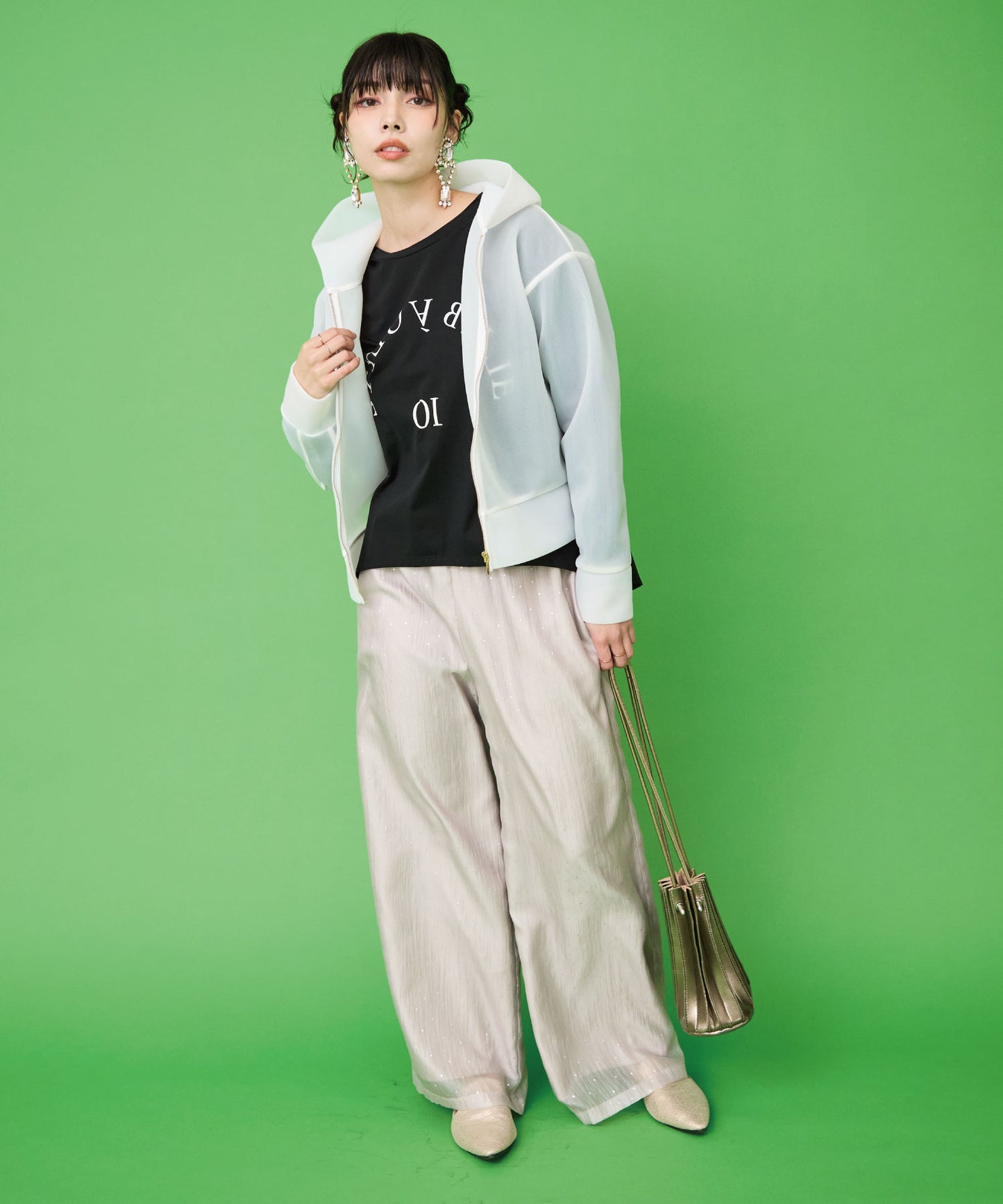 【FONT LAB】異素材コンビラメロゴロンTシャツ