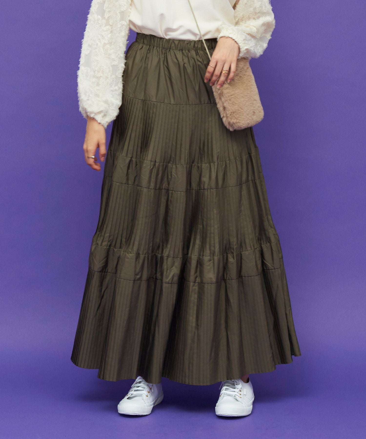 グロッシープリーツティアードスカート｜ファッション通販のマインド