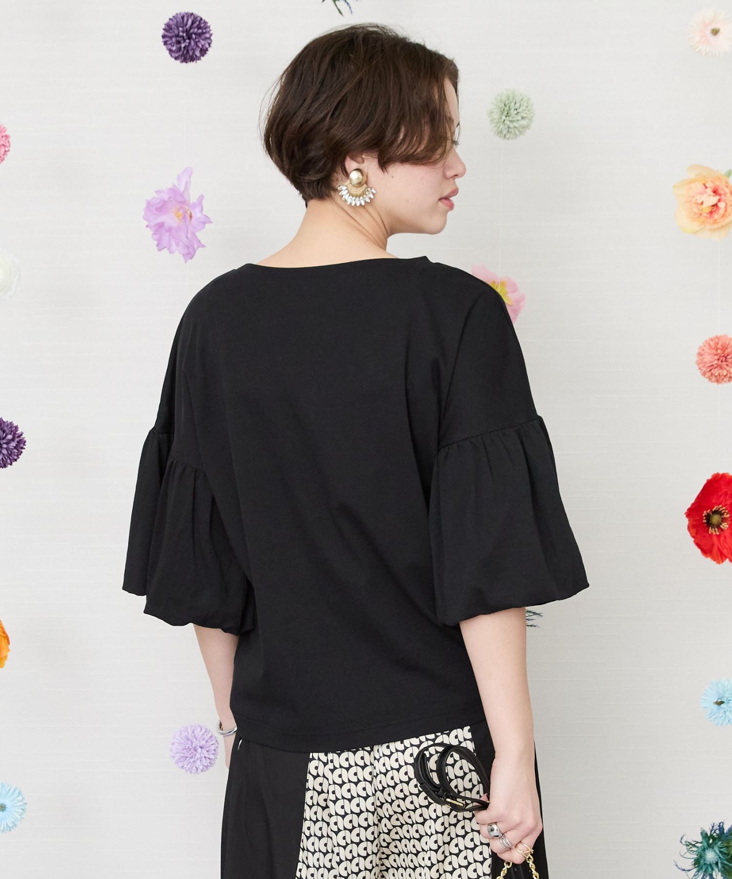 【JETSET SOLO PLUS】ネックレスプリントシルケットTシャツ