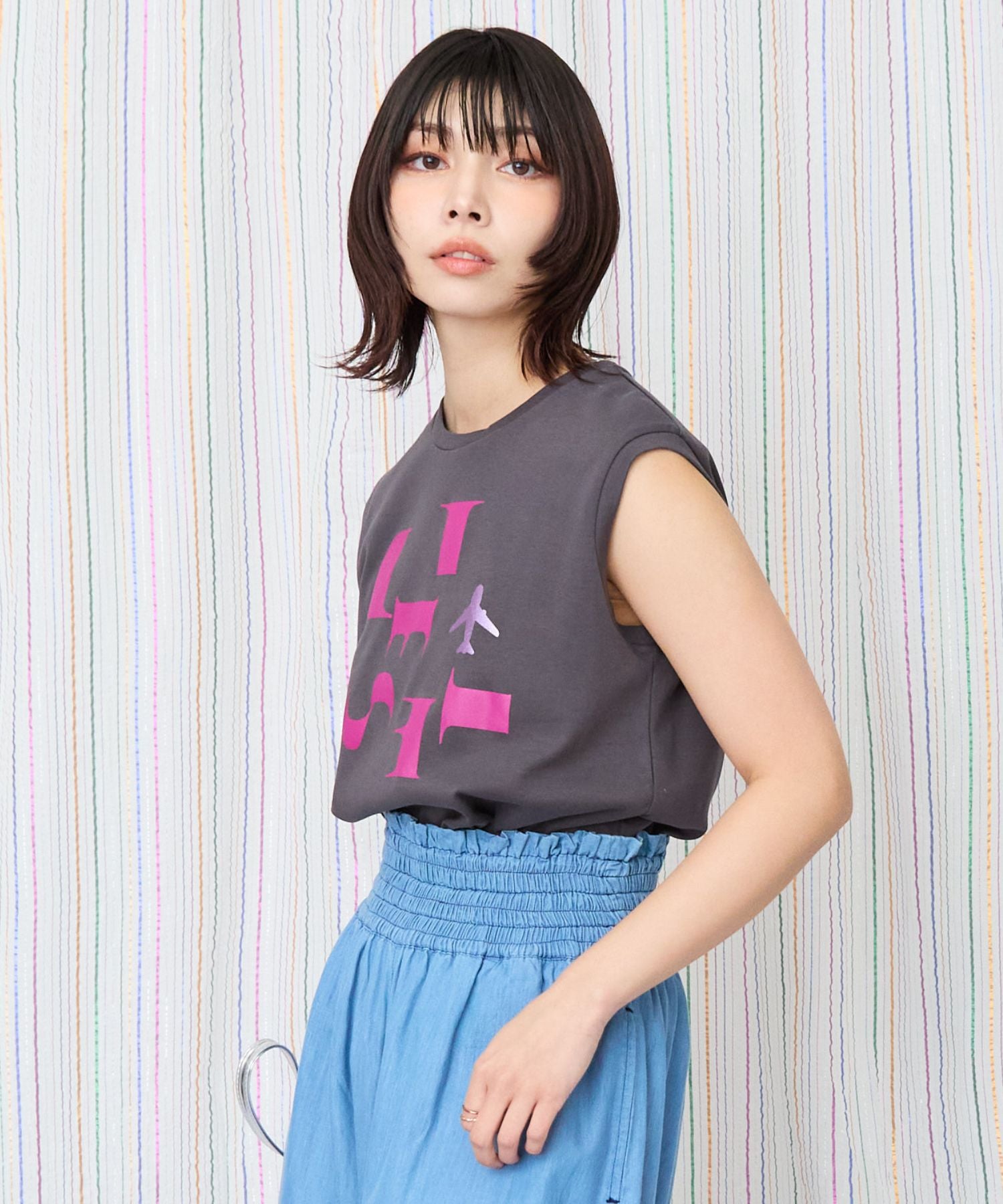 【JETSET SOLO PLUS】JESETロゴシルケットノースリTシャツ