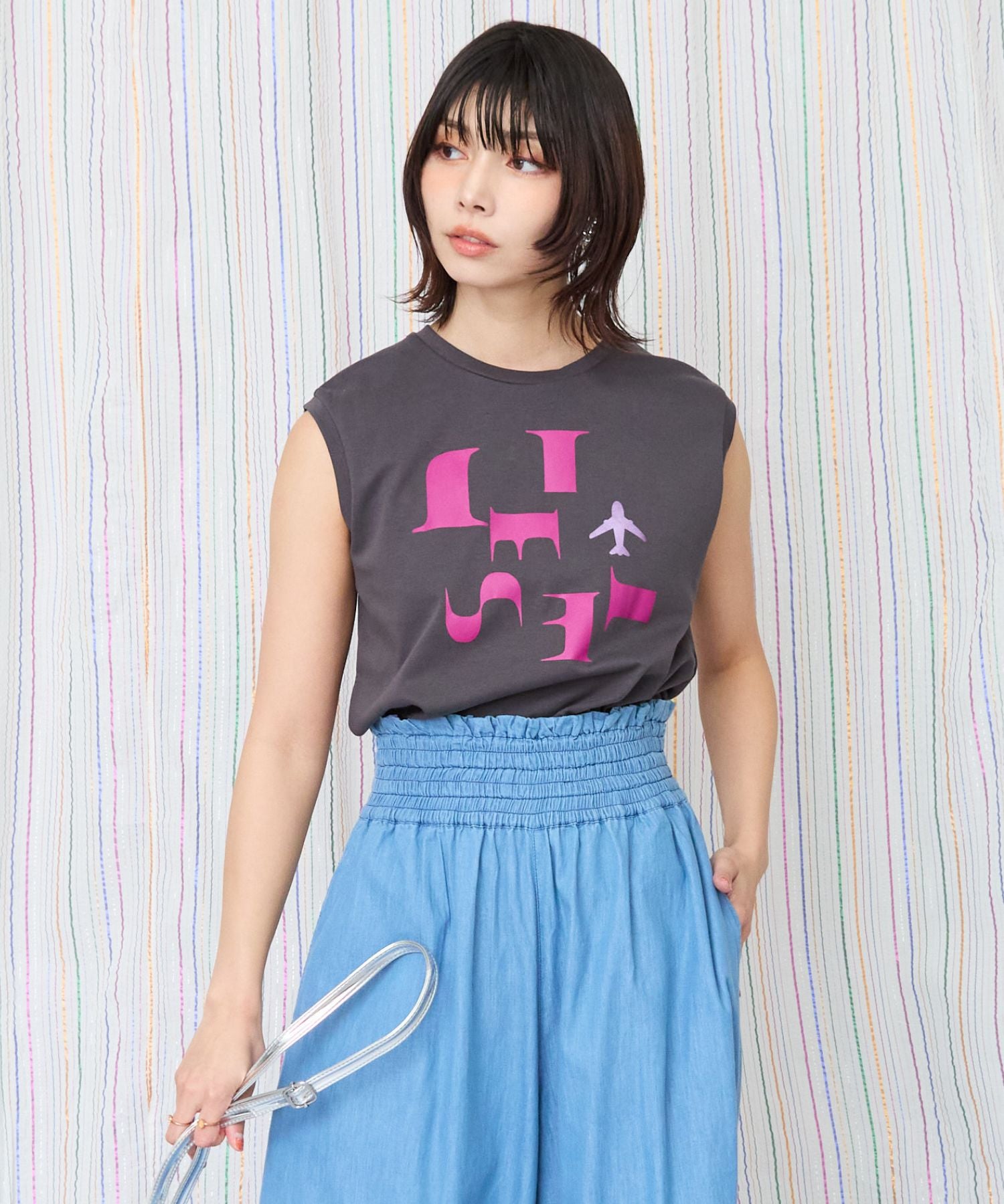 【JETSET SOLO PLUS】JESETロゴシルケットノースリTシャツ