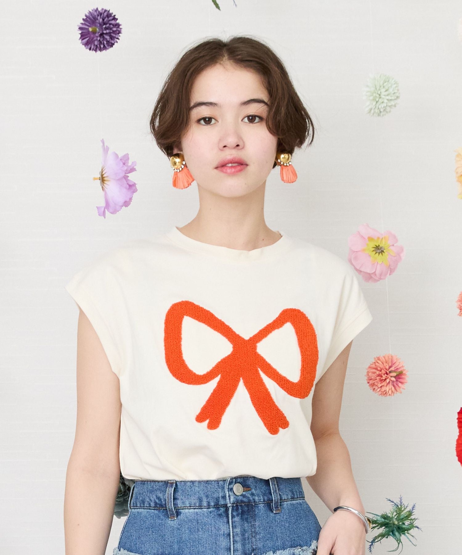 レディース リボン 刺繍 Tシャツ|JETSET SOLO PLUS(ジェットセットソロプラス) 公式通販|レディース ファッション きれいめカジュアル